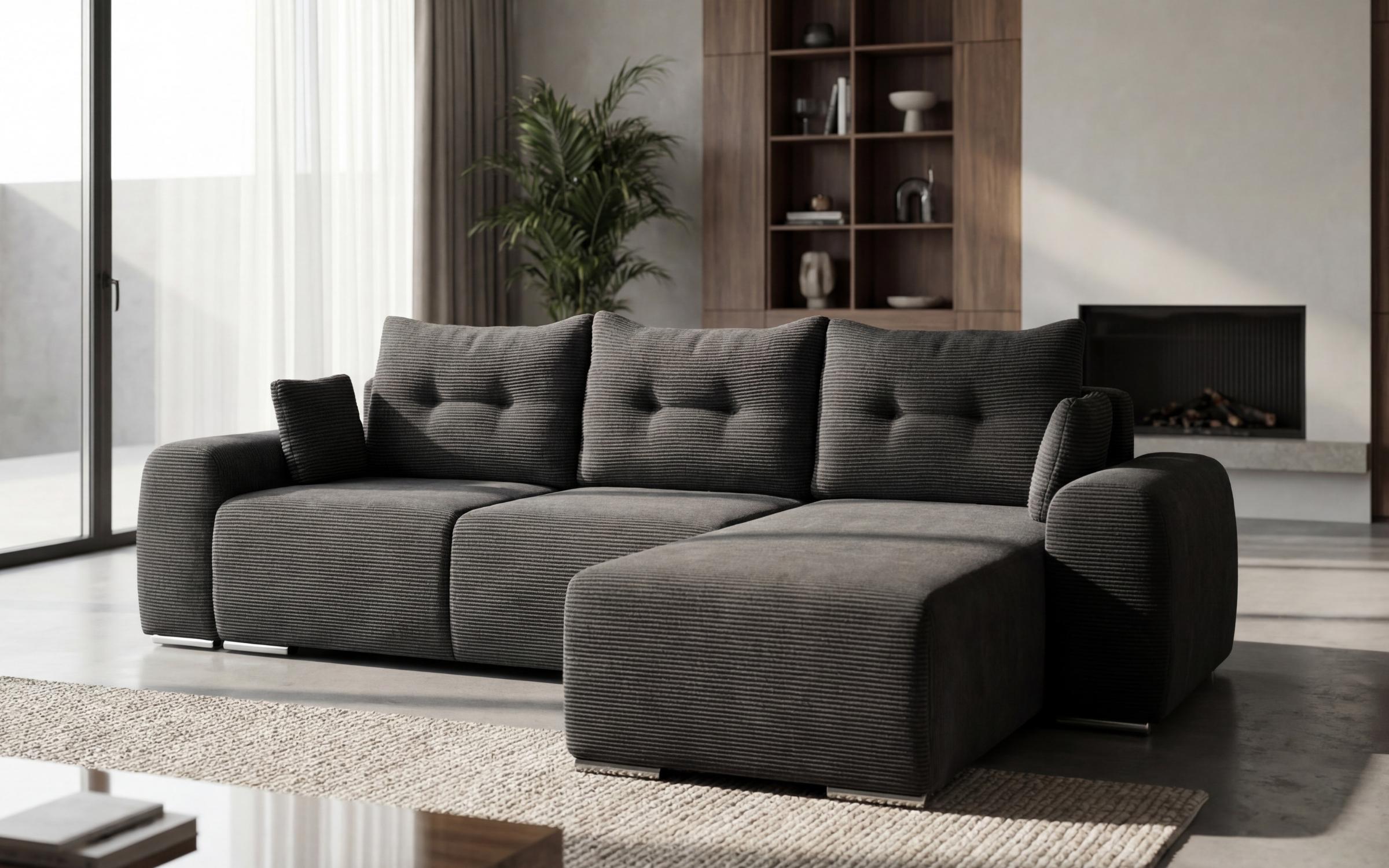 Extendable corner sofa Apollo Spring, dark grey  4